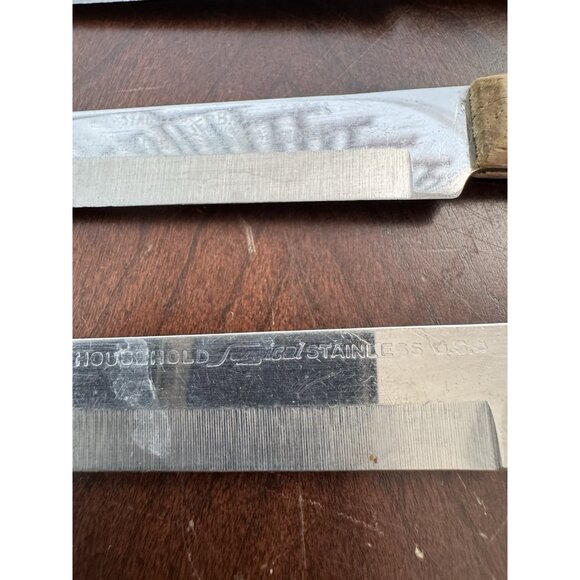 VTG Mix Knife Set 5pc Robinson Everbrite Surgical Stainless Steel Wood USA - Picture 6 of 8